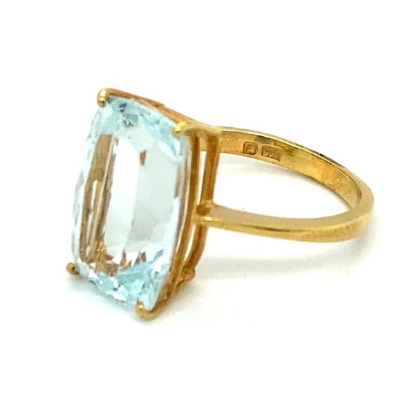 Certified Aquamarine 9.21ct Solid 22K Gold Ring - Picture 6 of 8